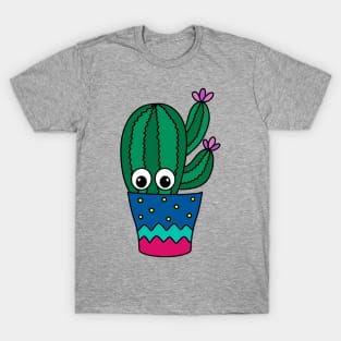 Cute Cactus Design #326: Cactus With Pretty Flowers In Cute Pot T-Shirt